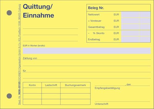 Kvittoblock för intagning, format DIN A6 tvärgående, VE 1 block