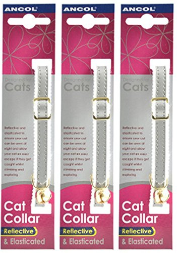 3 x Saver - Ancol - Safe Reflective Cat Collar Silver