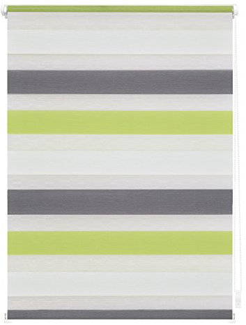 Lichtblick Doppelrollo Klemmfix ohne Bohren, Streifen Bunt, Blickdicht, Klemmträger-Montage, Sichtschutz, Wandmongtage, Deckenmontage, für Fenster und Türen Grün - Grau - Weiß,70 cm x 150 cm (B x L)