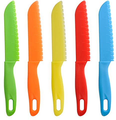 Set di coltelli da cucina per bambini 5 pezzi - Coltelli di sicurezza per bambini, Coltello da cuoco in nylon/Coltello da frutta per bambini