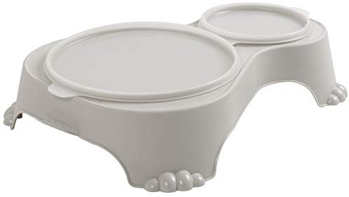 Rotho MyPet Sally Double bol d'alimentation avec couvercle, Plastique (PP) sans BPA, sand, 1l + 0.28l (32.0 x 23.7 x 7.0 cm)