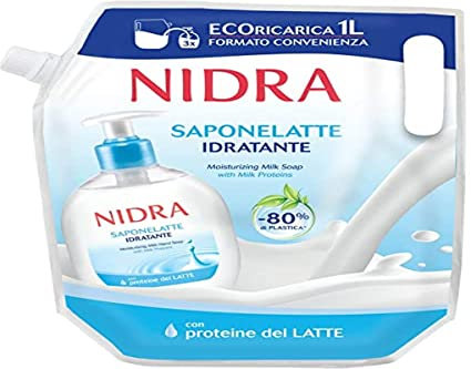 NIDRA | Eco-Ricarica Saponelatte Idratante, con Proteine del Latte, Formato Convenienza, Dermatologicamente Testato, Made in Italy, 1000 ml