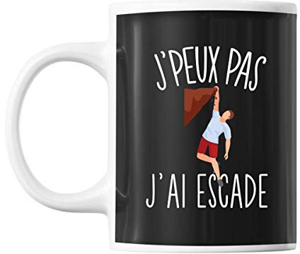 Planetee Mug Escalade | Tasse Cadeau Humour j'peux pas Noir
