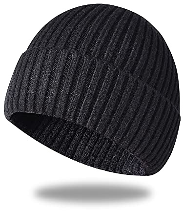 Irzaki Mens Beanie - Winter Hats for Men Women Cuff Fleece Beanie Knit Wool Skull Cap for Outdoor Activities and Daily Use Black
