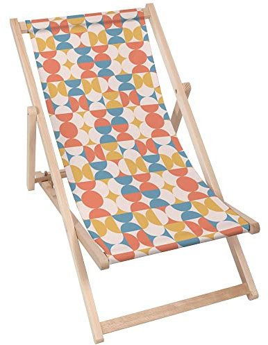DreamRoots Liegestuhl Klappbar Holz aus Buchenholz, bis 130 kg belastbar, 3-Fach verstellbare Rückenlehne, waschbarer Polyesterbezug