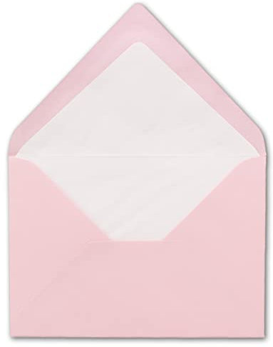 50 DIN B6 Briefumschläge Rosa mit weißem Seidenfutter - 12,5 x 17,6 cm - 100 g/m² Nassklebung gerippte Umschläge ohne Fenster von Ihrem Glüxx-Agent