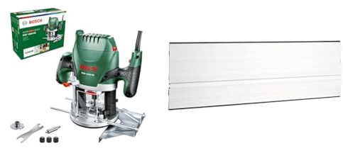 Bosch Oberfräse POF 1200 AE (1200 Watt, im Karton) + 1x Führungsschiene FSN 70 (700 mm, Zubehör für Bosch Handkreissägen)