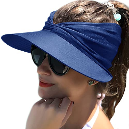 Baynetin Donna Cappello Visiera Pieghevole Berretto Estivo Tesa Larga UPF 50+ Protezione UV Asciugatura Rapida Cappello Sportivo da Spiaggia (Blu)