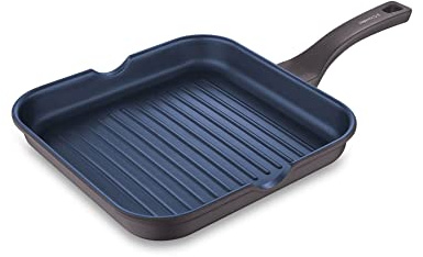 3 Claveles Sartén grill de 28x28x4,5 cm de diámetro de Aluminio Forjado con Inducción Total - Antiadherente y Mango de Baquelita - Válida para Todo Tipo de Fuegos