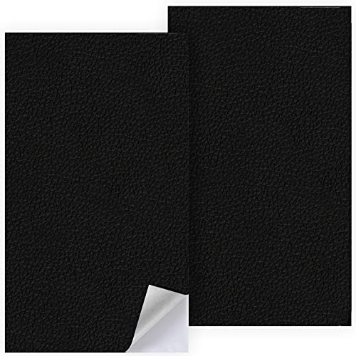 2 Pcs Parches Asiento Moto,Parche Cuero Adhesivo,Cuero Autoadhesivo,10x20cm | Polipiel Adhesiva para Tapizar, para Sofás,Asientos de Coche,Muebles (Negro, 10x20cm)