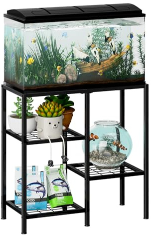 CADUKE Support d'aquarium en métal de 78 litres, support d'aquarium pour accessoires d'aquarium, support de terrarium à 3 niveaux pour tortue reptile pour salon, bureau