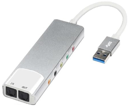 Oikabio Convertidor de audio externo USB, tarjeta de audio externa, adaptador de auriculares de 5.1 canales, tarjeta de sonido SPDIF para PC