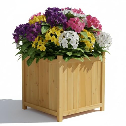 Mucola Blumenkübel aus Holz 50cm Pflanzkasten Garten Terrasse Pflanzkübel | inkl. schwarzer Schutzfolie | Blumentopf Blumentrog Übertopf