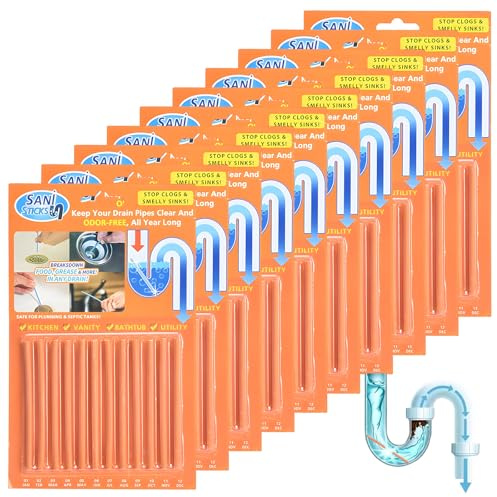 Saijer Drain Sticks,120 Pezzi Sani Sticks Pulitore Enzimatico Cleaning Sticks Drain Cleaner Sticks Tubo Pulitore Detergente Mantiene Gli Scarichi Privo Di Odori Senza Ostacoli per WC (Arancione)