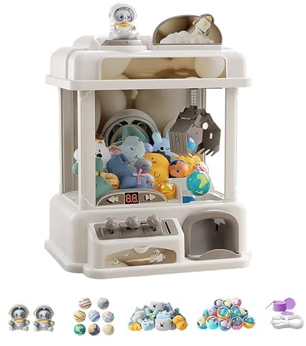 CUCUKAKA Macchina Pesca Pupazzi, Macchina per Caramelle con Luce und Musica,2 Panda Doll,25 Bambole,20 Gashapon ， Vending Grabber Machine per I Regali di Natale di Compleanno