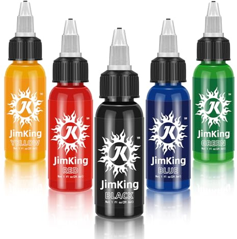 JimKing Tinta de tatuaje de 30 ml, suministro de color de tatuaje, pigmento vegetal natural de 5 colores para tatuajes de maquillaje permanente, color vivo de larga duración, esterilizado