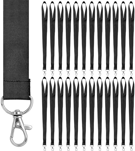 Piuluvor® 25 Stück Schlüsselbänder zum Umhängen 45 × 2 cm Lanyards mit Drehbarem Metallclip, Umhängeband Schlüsselband Lang für Schlüssel Ausweis Namensschild Trillerpfeifen (Schwarz)