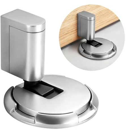 Topes para Puertas Suelo, Tope Puerta Adhesivo, Retenedor Puerta Ajustable, Door Stopper sin Taladrar, Topes Puertas Suelo para Hogar Oficina, Sujeta Puertas de Metal Resistente