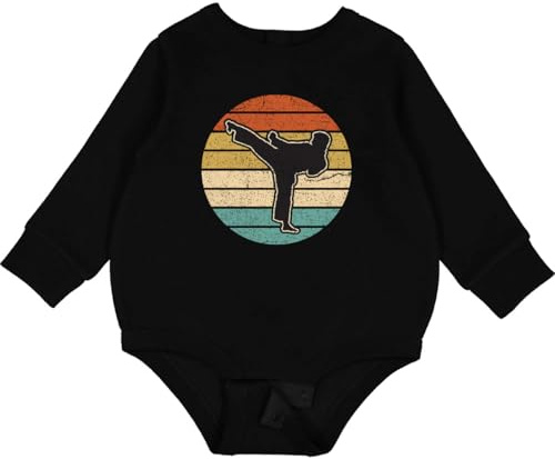 inktastic Karate Martial Arts Retro Sunset Baby Fleece Bodysuit Newborn Black 3dbcf
