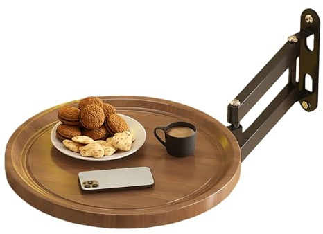 Genérico Mesa De Pared – Hierro, Madera 30x3cm, Soporte 23cm | Bandeja De Cama Plegable Extensible Y Ajustable | Mesa con Charola | Superficie Portátil para Dormitorio, Sala De Estar Y Uso Conv