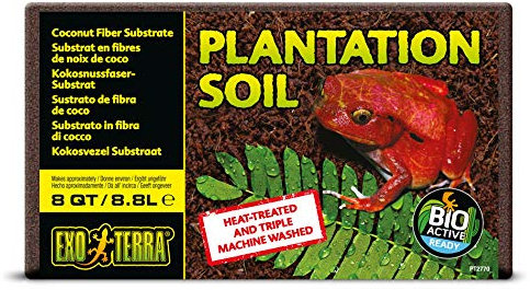 Exo Terra Plantation Soil, tropisches Terrarium Substrat, aus gepressten Fasern der Kokosnussschale, 8,8L