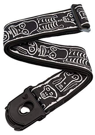 D'Addario Planet Waves 50PLJS01 Gewebegurt Nylongewebe Joe Satriani Collection Skulls n' Bones Einsteckfach für Plektrum Planet Lock System Länge: 1420mm Breite: 50mm