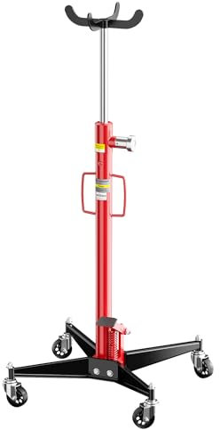 Wiltec Mobiler Getriebeheber hydraulisch 500 kg 110-195 cm Hubhöhe, mit 4 Stahlrollen, Aufnahmekralle, Pedal, hydraulischer Motorheber für Kfz und LKW