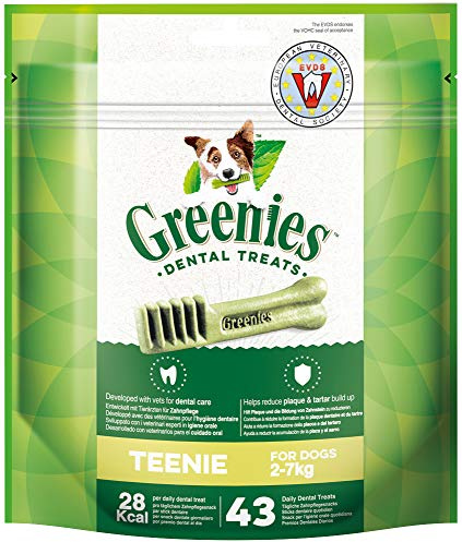 Greenies Teenie Original Daily Dental Care Snacks, Dog Treats for Daily Teeth Cleaning for Very Small Dogs from 2-7 kg, 43 Sticks
