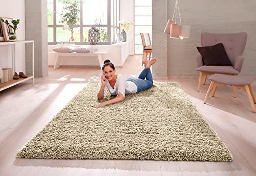 SHAGGY RUG 30MM / 3cm Modern Rugs Living Room Extra Large Small Medium Rectangular Size Soft Touch Thick Pile Living Room Area Rugs Non Shedding (Light Beige Mink, 160cm x 230cm (5.5ft x 7.5ft))