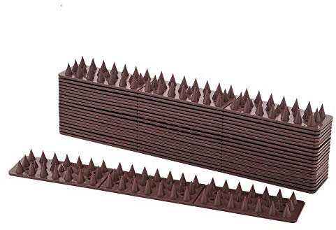 EXLECO 20 Stück Vogelabwehr 6 Meter Plastik Braun Spatzenabwehr Vogel Spikes Taubenabwehr Birds Spikes Haus-Wildtierabwehr 3 Reihig Kunststoff Tierabwehr Spikes für Katze, Spatzen, Marder, Taube