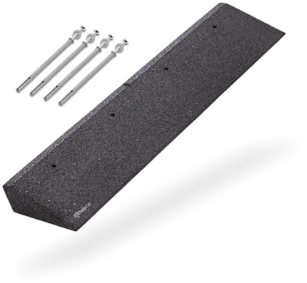 bepco Bordsteinkanten-Rampe mit Befestigungs-Set, LxBxH: 100 x 25 x 10 cm aus Gummi (schwarz) Auffahrrampe,Türschwellenrampe, mit eingelagerten Unterlegscheiben zur Befestigung