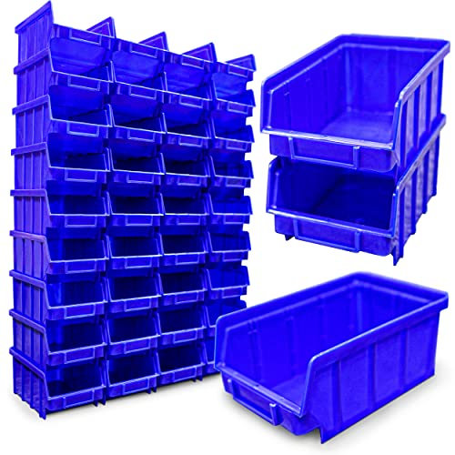 HMH 40x Stapelboxen Blau Größe 2 Werkstatt Garage Sichtlagerboxen 175x103x76mm Lagerboxen blaue Sichtlagerkästen Kleinteile Aufbewahrung Stapelbox PP