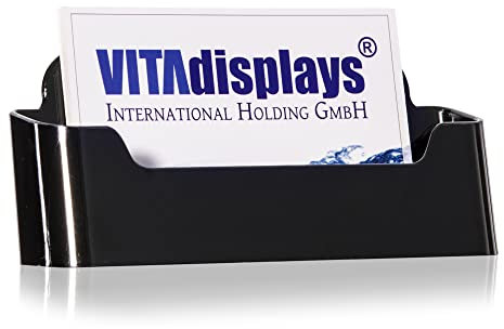 5 Stk. DIN A7 Tisch-Visitenkartenhalter im Querformat, standfester Visitenkartenspender, Visitenkartenständer in schwarz, Visitenkartenaufsteller für A7 Flyer und Visitenkarten