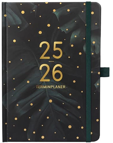 Terminplaner 2025 2026 - A5 Kalender 2025 2026 von August 2025 bis September 2026, Wochenplaner 2025 2026 mit Innentasche, Elastischer Verschluss, Kalender 2025 2026 Buchkalender,21.3 x 14.7cm