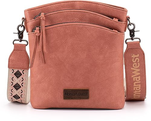 Montana West flera fack CCW ficka crossbody väska med gitarrrem, Klassisk rosa
