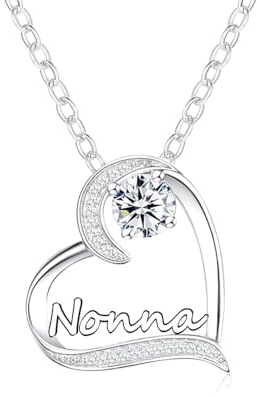 GUOYU Collana Regalo per Nonna - Pendente Cuore Diamante in Argento - Idea Regalo per Natale e Compleanno (z1)