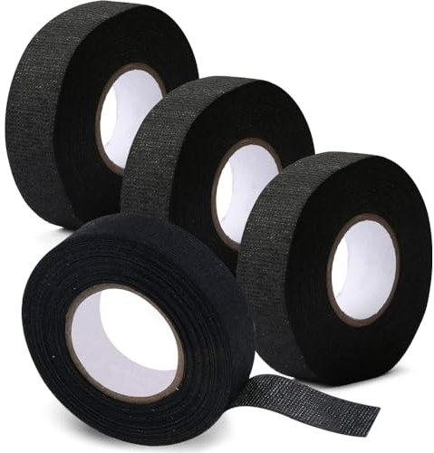 Wiring Harness Tape, 4 Rolls Automotive Wiring Loom Cloth Tape Insulating Tape for Cable Harnesses Cotton Adhesive Tape 1.9cmx 15m Heat Resistant Insulation Tape for Car Cables
