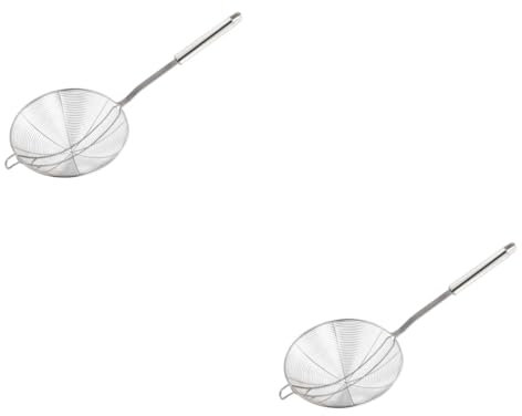 TOPBATHY 2St Drahtlöffel großes Sieb Edelstahl Teesiebe asiatische nudeln Kelle Hot-Pot-Sieb Sieb Spachtel Gittergewebe Stahldraht Kochlöffel metallische Linie Lebensmittel