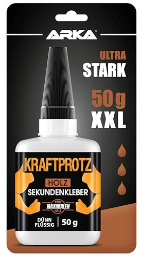 Pegamento superfino para Madera – KRAFTPROTZ 50 g – Adhesivo extrafuerte y líquido para Bricolaje, carpintería y Reparaciones – Resistente al Agua y Calor – con Punta antiobstrucción