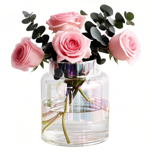 Colorful Vases for Centerpieces Glass Innjoii - Large Vase Wide Flower Vintage Modern Big Mouth Giant Home Decor, Bouquet for Wedding Living Room Dining Table