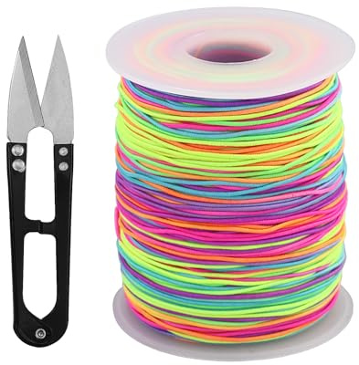 Hilo elástico de perlas para fabricación de joyas, cordón de goma, arco iris, color elástico, cordón para manualidades, cuentas para manualidades (color)