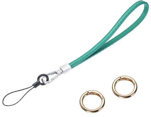 sourcing map Smooth Leather Wristlet Strap, Prevent Drop Wrist Lanyard Straps for Clutch Cellphone Keychain Wallet Purse (Green)