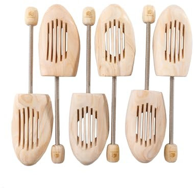 Esvioniq Adjustable Wood Shoe Trees With Spring，Wooden Shoes Tree For Men & Women Shoe Shaped Shoe Lasts Wooden Shoe Stretcher (3-Pack, UK 9.5-10.5/EU 44-45)