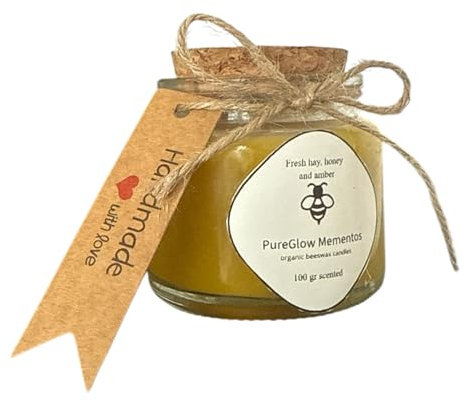 100g Natural Beeswax Candle Jar – Fresh Hay, Honey & Amber Scented – Hand-Poured, Long-Lasting & Eco-Friendly
