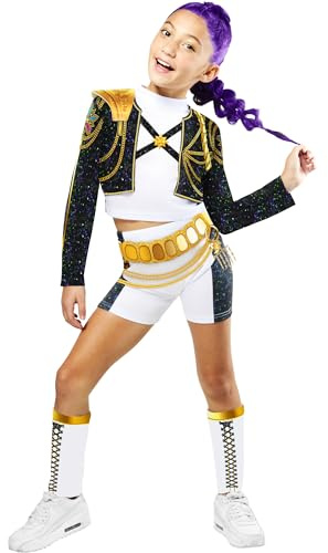 RUBIES COSTUME KPOP RUMI GOLD HYBRID per ragazza, ragazze, k-pop, Rumi, netflix, Top, giacca e pantaloncini, calze, licenza ufficiale Netflix, huntrix, carnevale, feste e cosplay. TAGLIA S