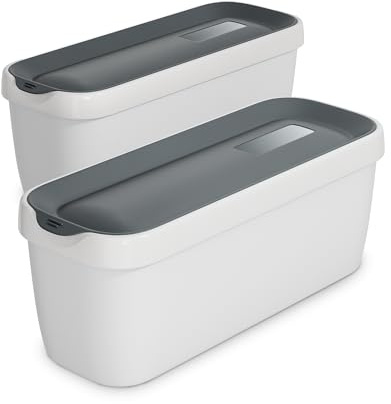 Klarstein glassbehållare – 2x 1,5 l plastbehållare med lock, diskmaskinsäker, lätt, hållbar, för glass-, slushie- och yoghurtmaskiner, stapelbar förvaring