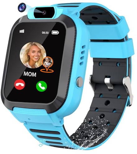 EUNICECG Smartklocka för Barn med GPS-Tracker Spel Röstchatt SOS | Digitalt Väckarklocka IP68 Vattentät Telefon Födelsedag Gåvor Klassrumsmodell Smartwatch Barn för Flickor Pojkar