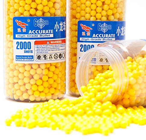 2000 Kugeln High Grade Softair BB's 6mm Kaliber Softairkugeln 0.12g Munition Kugeln gelb (2000 Kugeln)
