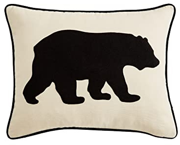 Eddie Bauer Home Throw Pillow with Zipper Closure, Perfect Luxurious Bedding Set for Bed or Sofa, 16 x 20, Bear Twill Black