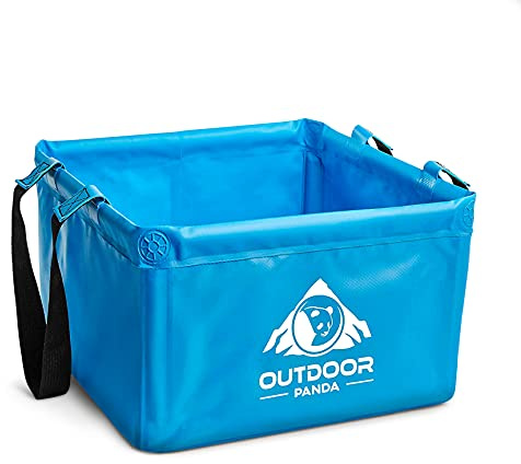 Outdoor Panda | Ciotola Pieghevole da 15 o 20 Litri - Quadrata | Ciotola Pieghevole da Campeggio in Tessuto telato Resistente | Alternativa alla Ciotola e al lavandino di plastica | Blu